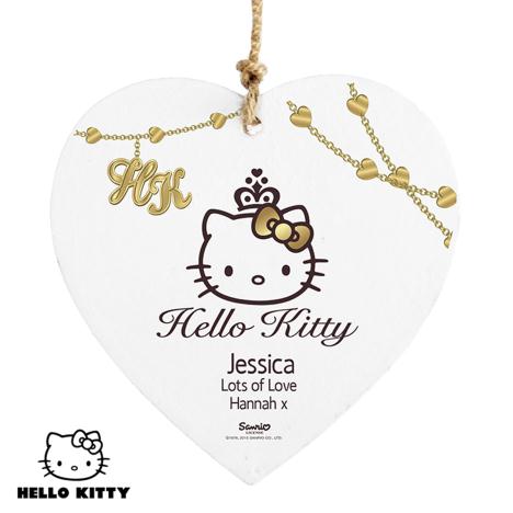 Personalised Hello Kitty Chic Wooden Heart Decoration £9.99